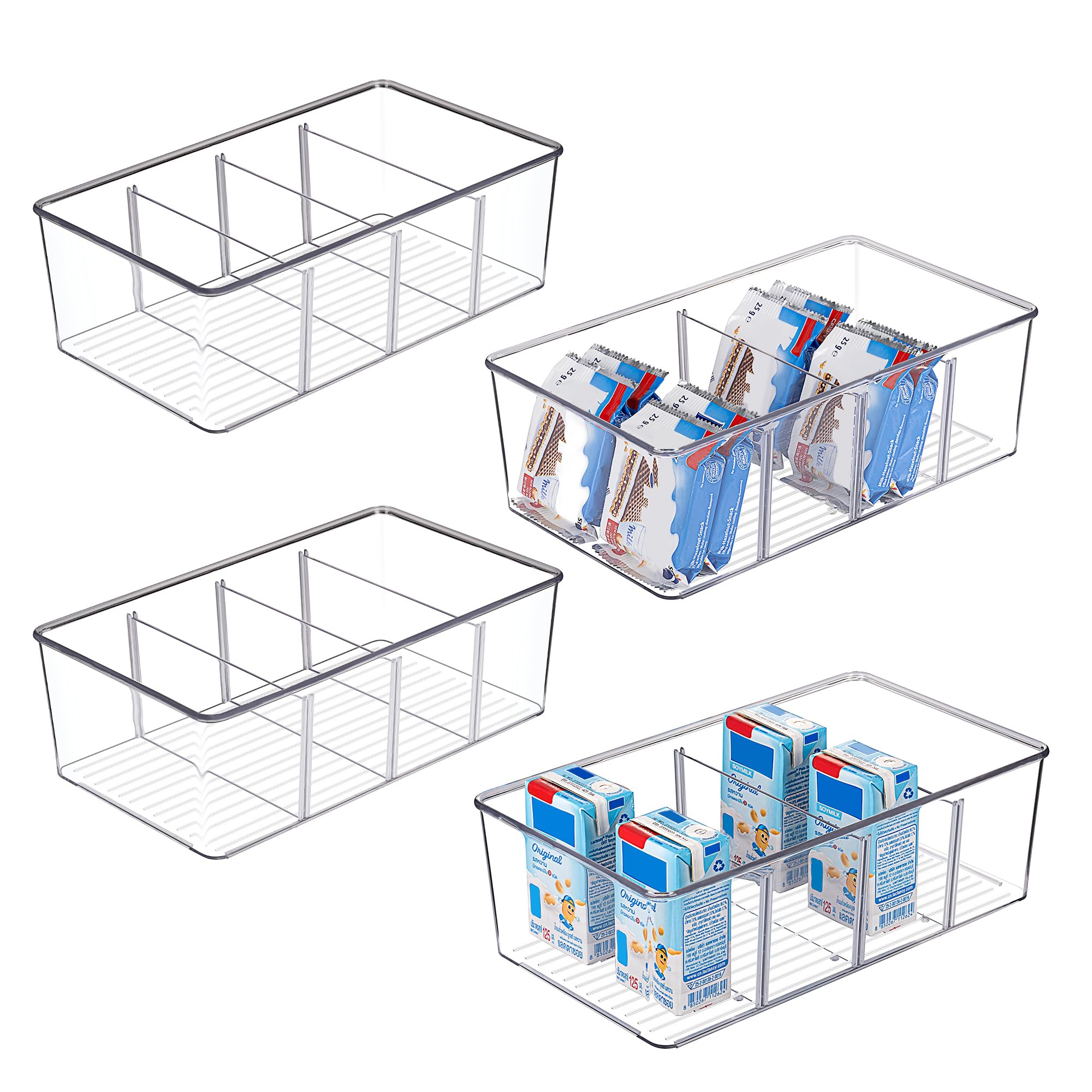 Food Snacks Packets - 4つのコンパートメントに分かれた食品保存容器、透明プラスチック製、パントリー、キッチン、冷蔵庫、キャビネット用、パック、スナック、ポーチ、スパイスパック収納