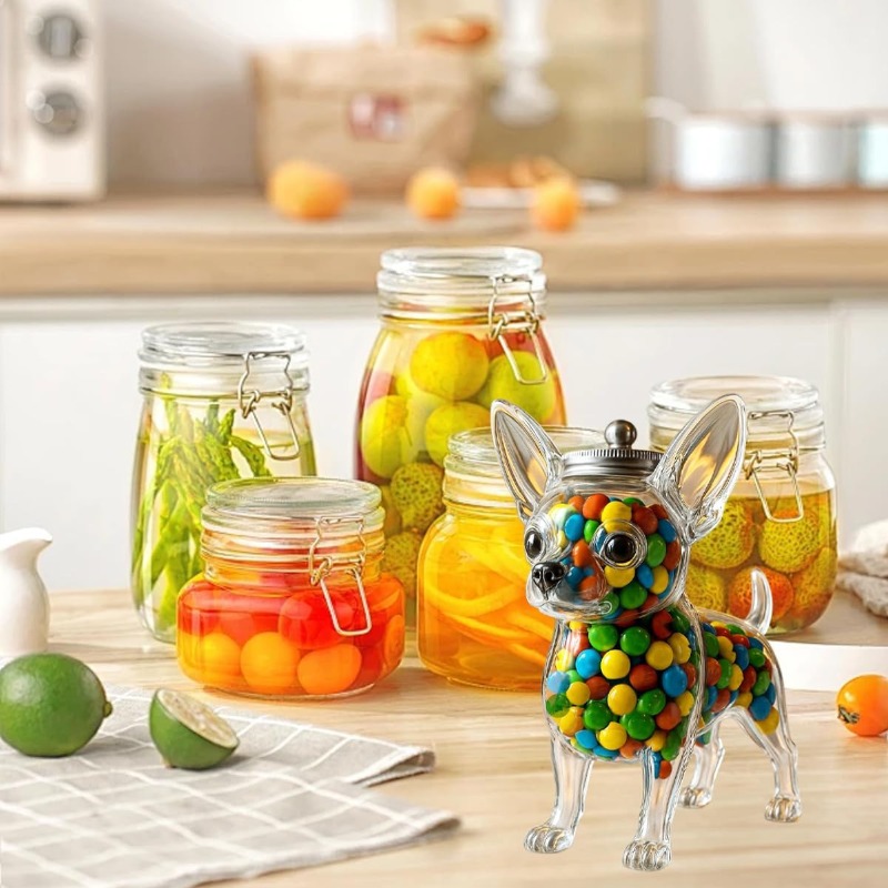 Food Lovers Snacks - 可愛い犬の形をしたペット用おやつ保存容器、気密性の高い透明なフードコンテナ、犬のおやつ、猫の餌、ペット愛好家へのギフトに