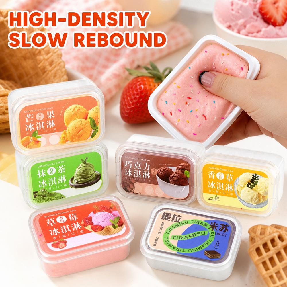 Korean Food Snacks - スクイーズ式模擬アイスクリームケーキ、ゆっくり戻るストレス解消感覚玩具、子供と大人のためのティラミスアイスクリームスクイーズ玩具ギフト