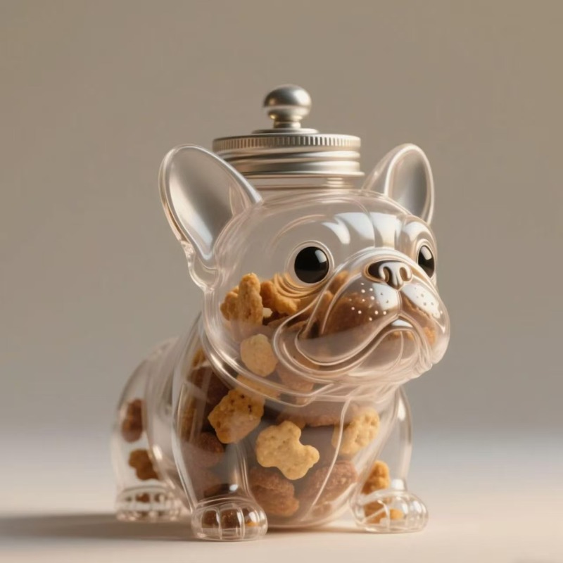可愛い犬の形をしたペット用おやつ保存容器、気密性の高い透明な - Food Lovers Snacks のレビューと価格