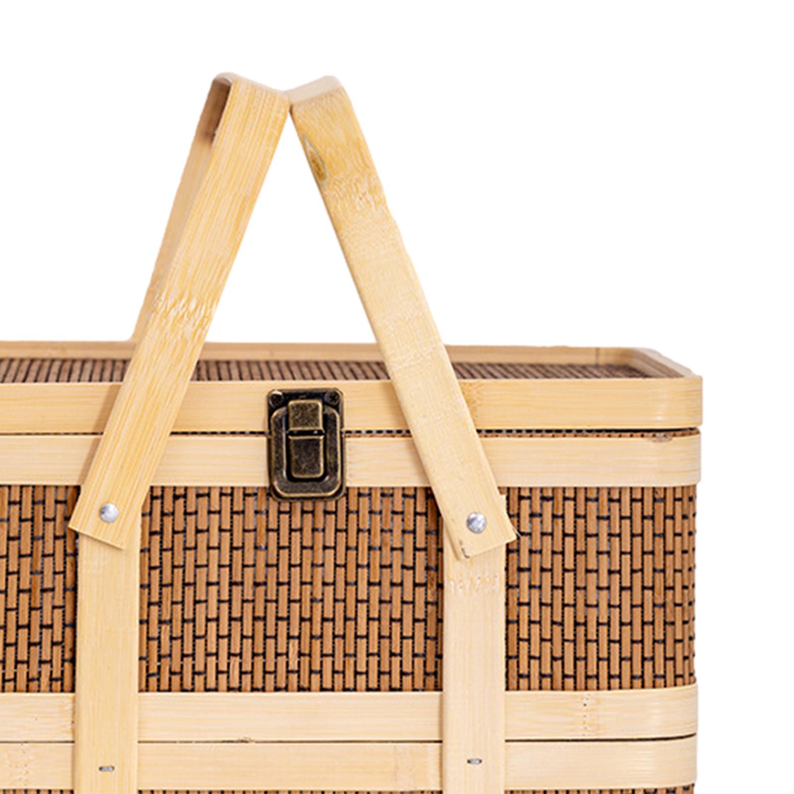 編み込みピクニックバスケット、食品収納バスケット、二層式、ギ - Snacks Food Hamper Basket のレビューと価格