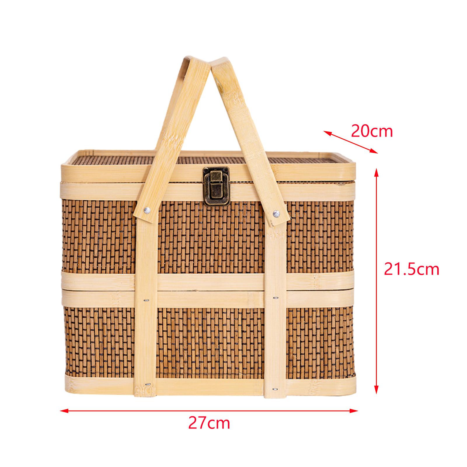 編み込みピクニックバスケット、食品収納バスケット、二層式、ギ - Snacks Food Hamper Basket のレビューと価格